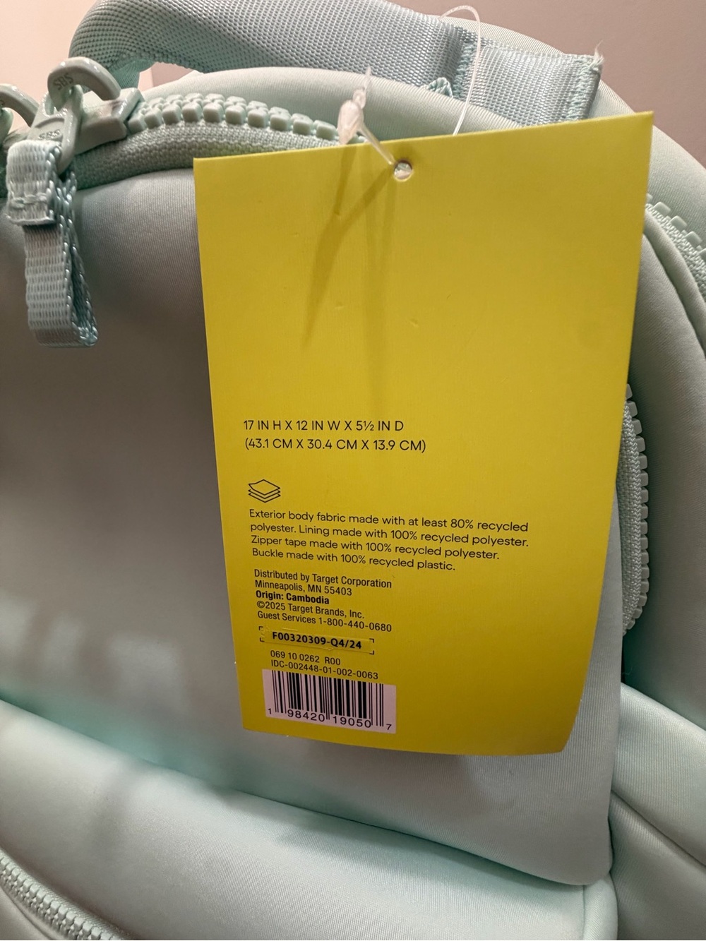 ALL IN MOTION 14L FAUX NEOPRENE BACKPACK - MINT GREEN - Picture 7 of 10